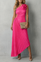 One Shoulder Women’s One-Shoulder Pleated Maxi Dress