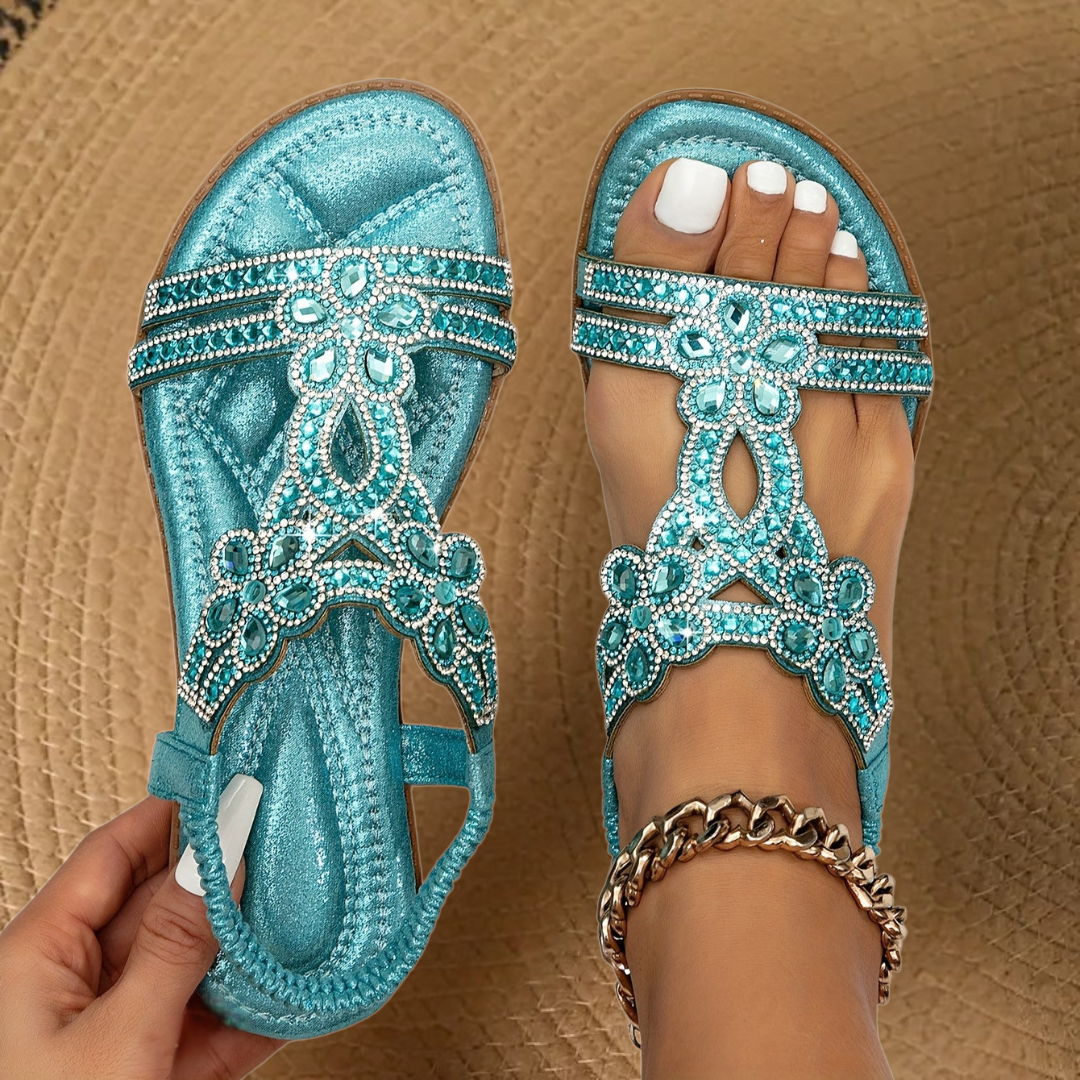Orthopedic Sandals Flat Rhinestone Embellished Summer