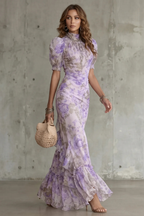 Floral High Neck Maxi Dress