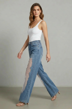 Mesh High Waist Wide-Leg Jeans