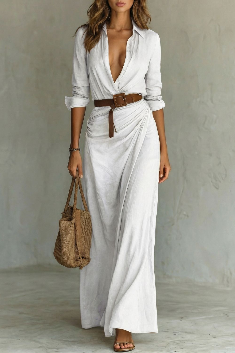 Wrap Belted Maxi Dress