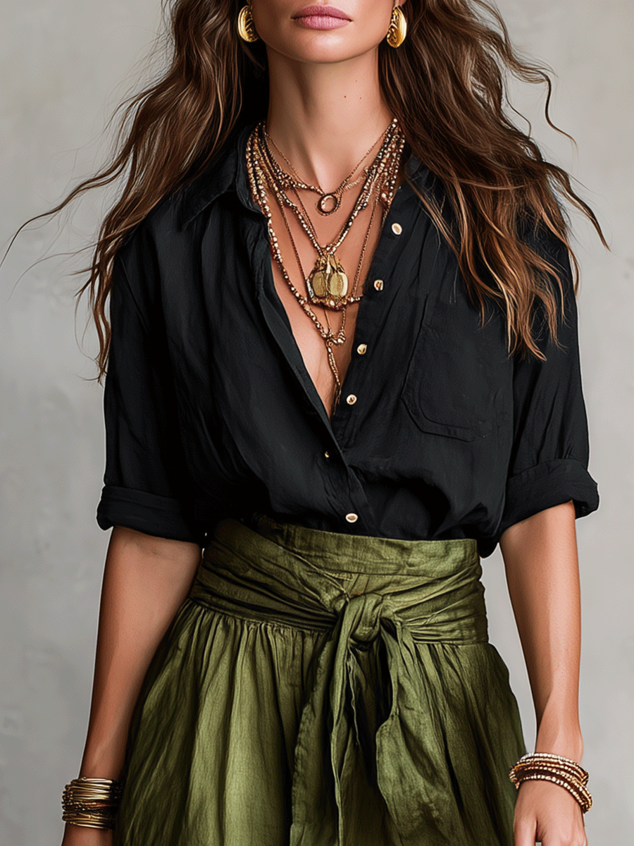 Boho Flowy Skirt Top Two-Piece Co-Ord Set