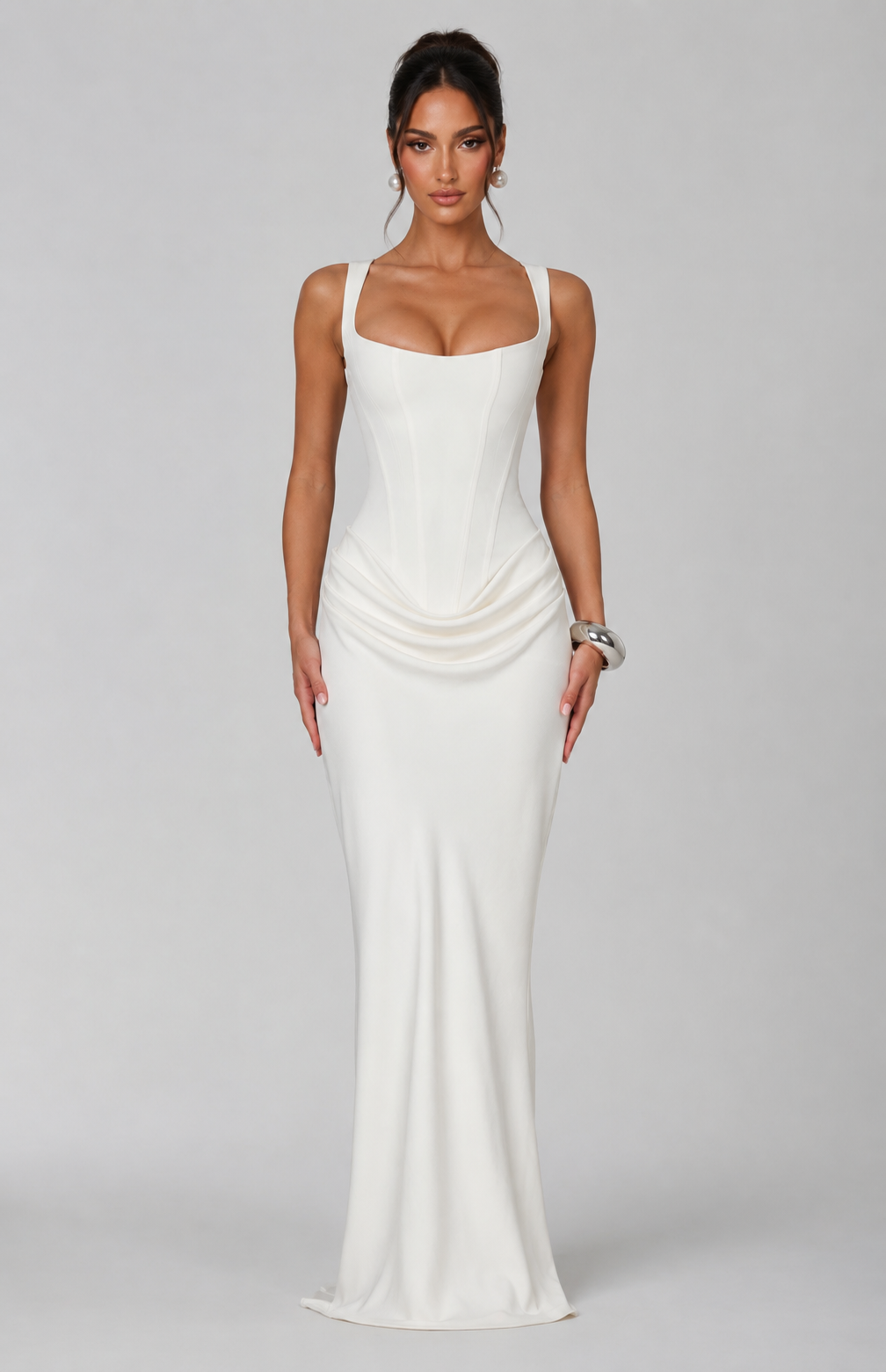 Fishtail Maxi Dress Corset Square Neck