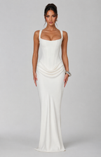 Fishtail Maxi Dress Corset Square Neck