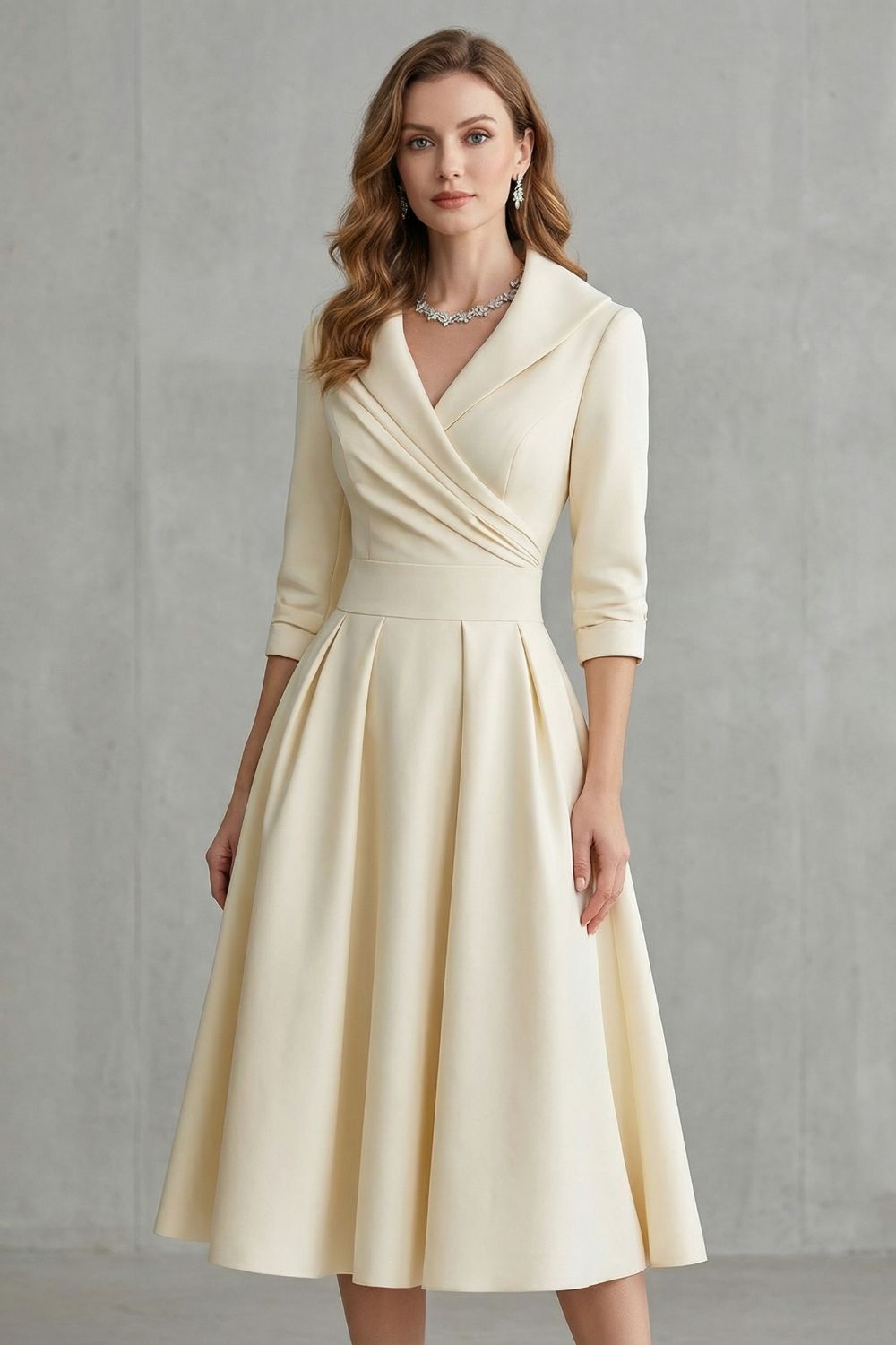 Satin Pockets Midi Dress