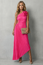 One Shoulder Women’s One-Shoulder Pleated Maxi Dress
