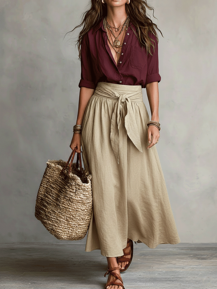 Boho Flowy Skirt Top Two-Piece Co-Ord Set