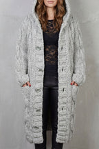 Oversized Knit Hooded Cardigan Coat