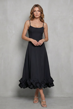 Ruffle Sleeveless Midi Dress