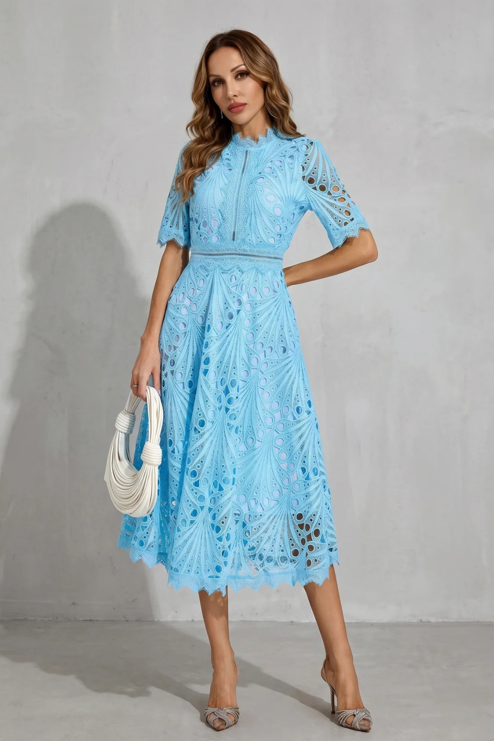 High Neck A-Line High-Neck Midi Dress