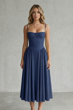 Pleated Midi Women’s Sleeveless Structured Dress