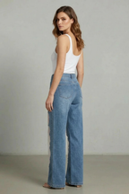 Mesh High Waist Wide-Leg Jeans
