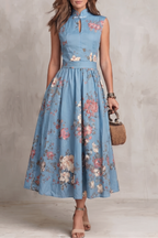 Floral Keyhole Midi Dress
