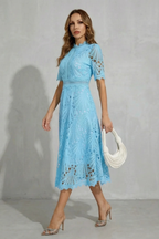 High Neck A-Line High-Neck Midi Dress