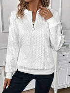 Zip Up Cable Knit Jumper Funnel Neck Layering Autumn