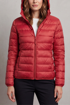 Zip Packable Hooded Puffer Jacket