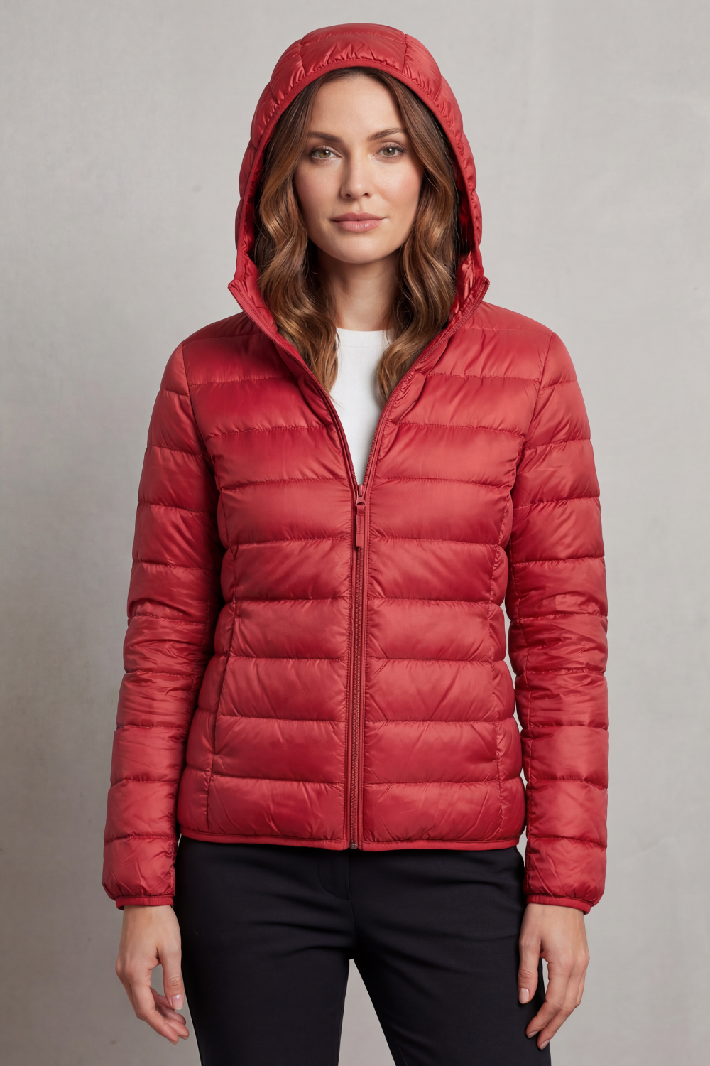 Zip Packable Hooded Puffer Jacket