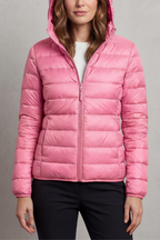 Zip Packable Hooded Puffer Jacket