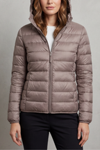 Zip Packable Hooded Puffer Jacket