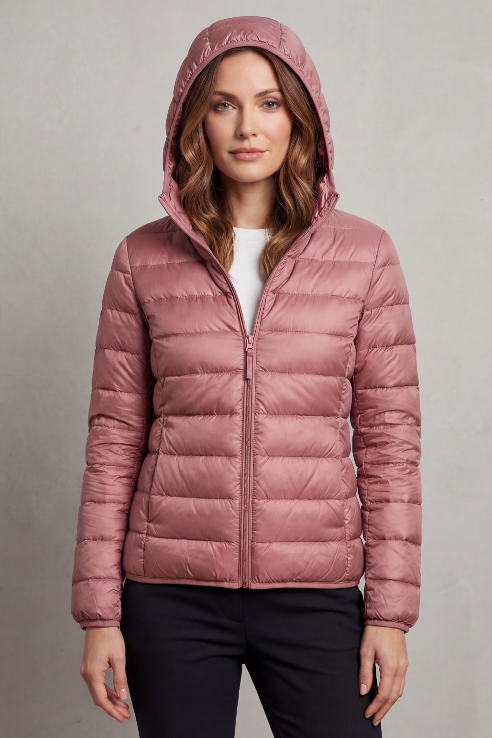 Zip Packable Hooded Puffer Jacket