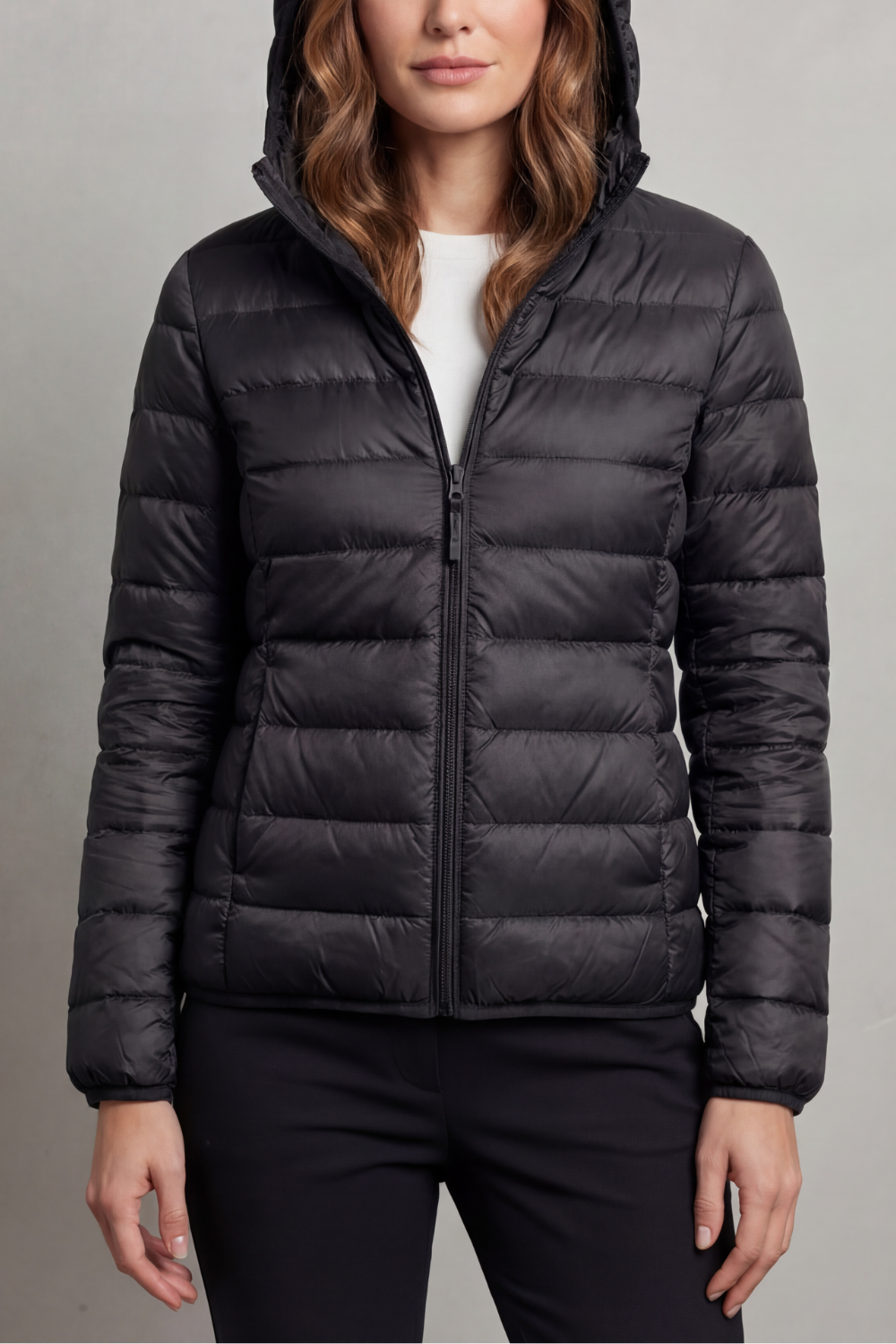 Zip Packable Hooded Puffer Jacket