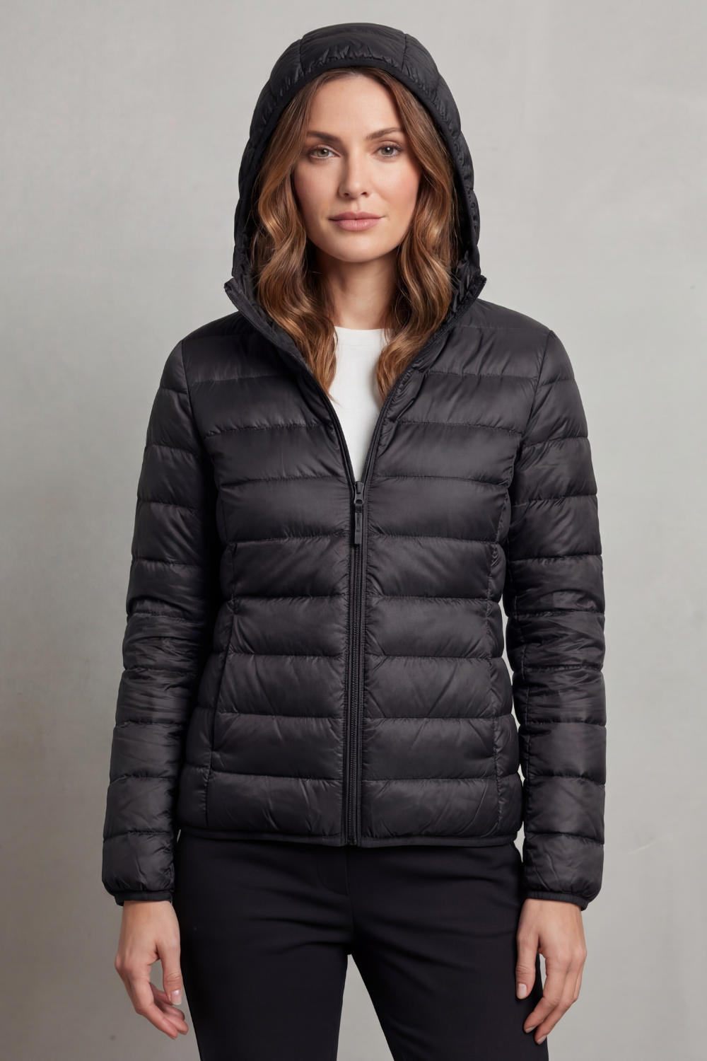 Zip Packable Hooded Puffer Jacket