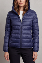 Zip Packable Hooded Puffer Jacket