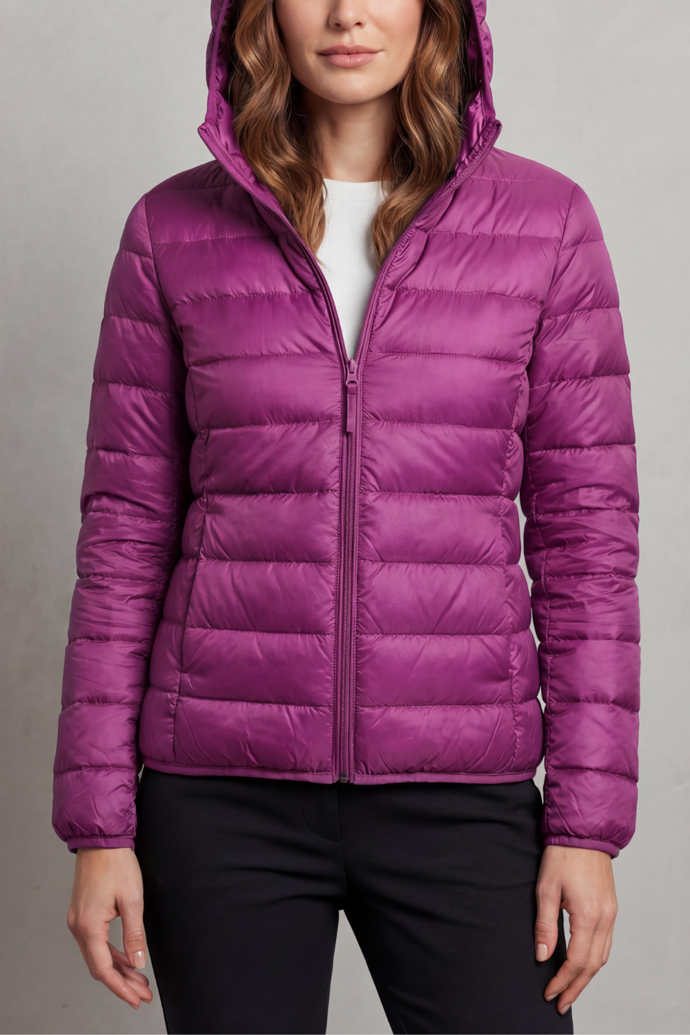 Zip Packable Hooded Puffer Jacket