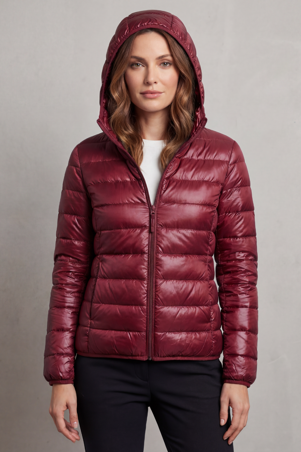 Zip Packable Hooded Puffer Jacket