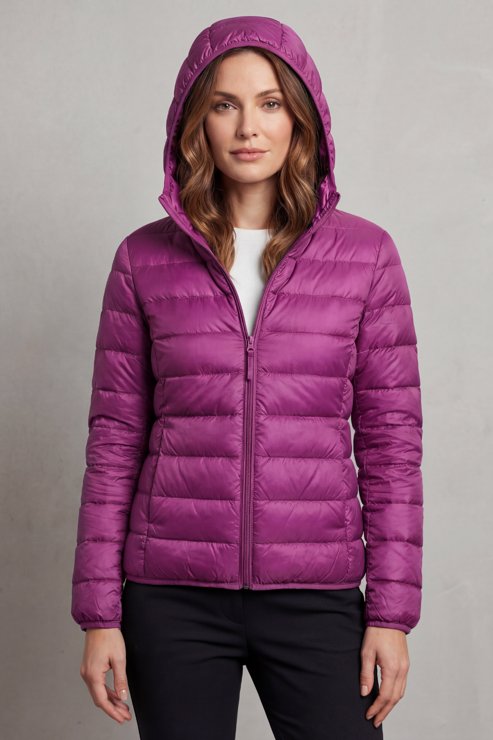 Zip Packable Hooded Puffer Jacket