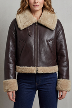 Oversized Zip Cropped Aviator Jacket