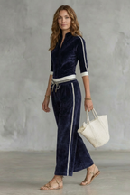 Zip Drawstring Waist Wide-Leg Pants
