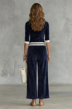 Zip Drawstring Waist Wide-Leg Pants