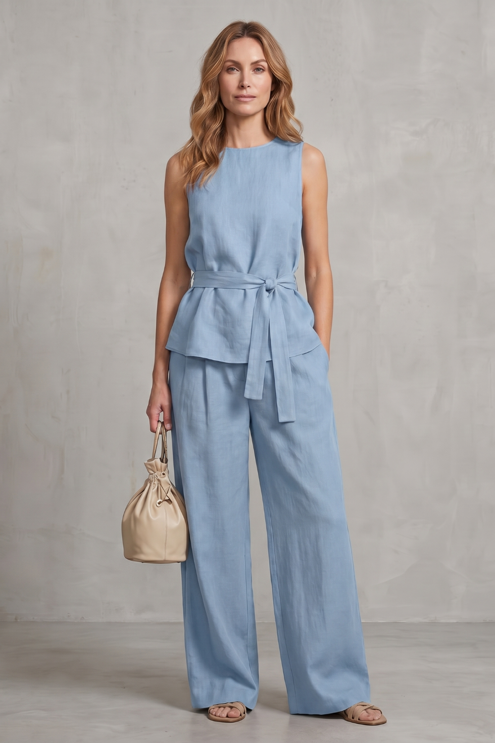 Alvera – Elegant tie-waist silhouette – Two-piece trouser set