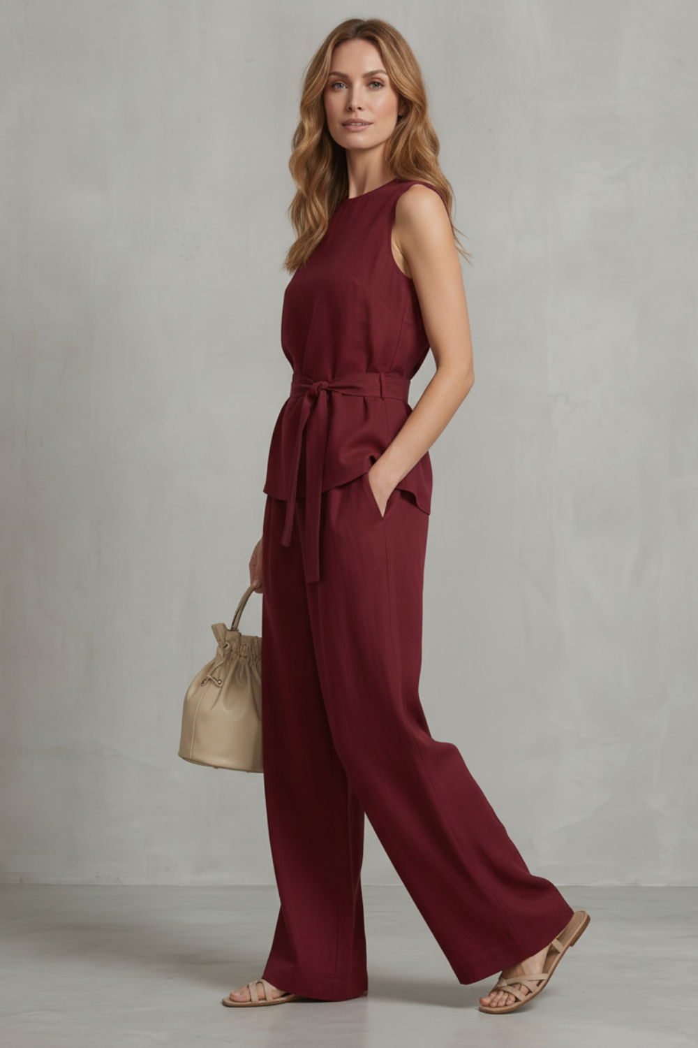 Alvera – Elegant tie-waist silhouette – Two-piece trouser set