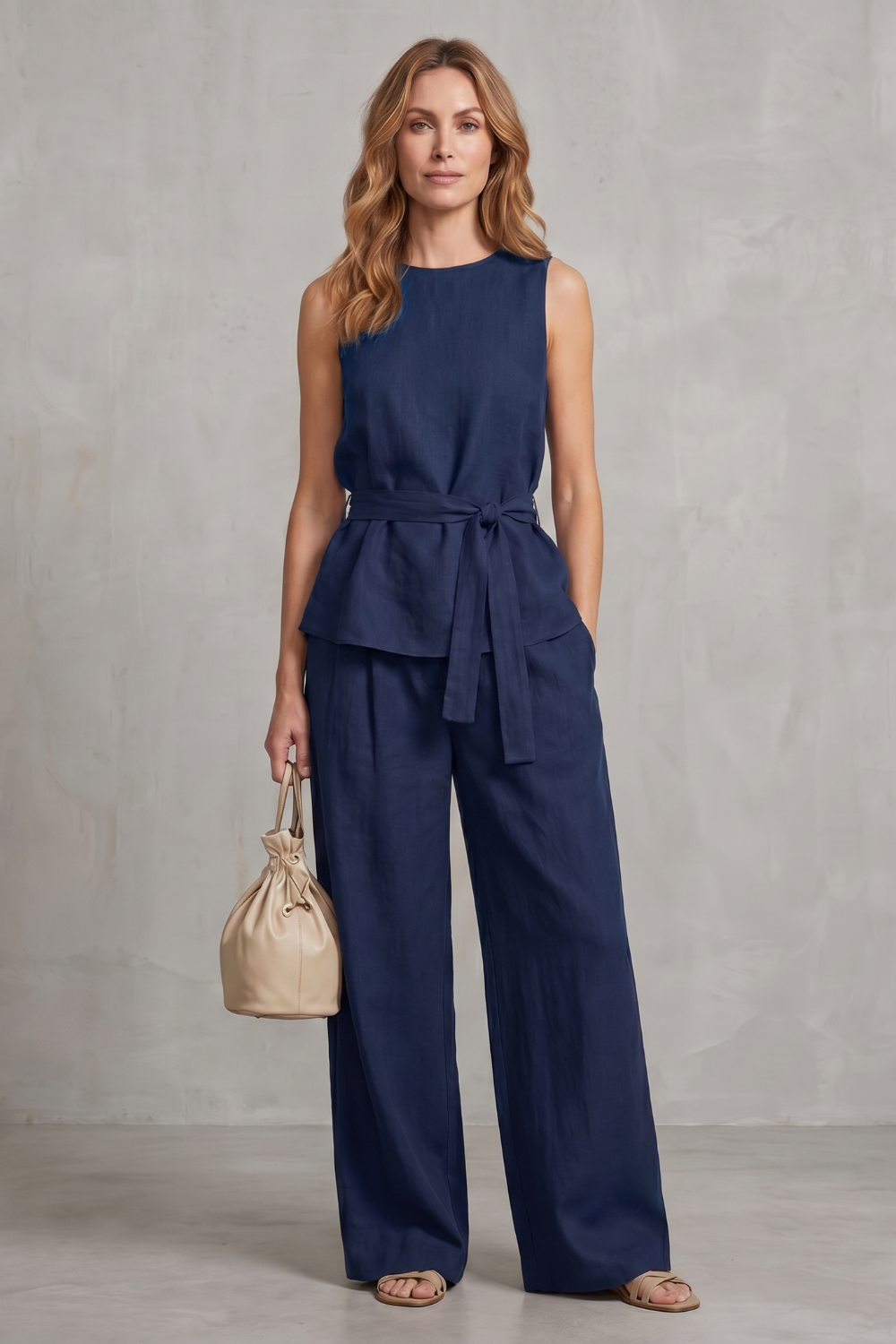 Alvera – Elegant tie-waist silhouette – Two-piece trouser set