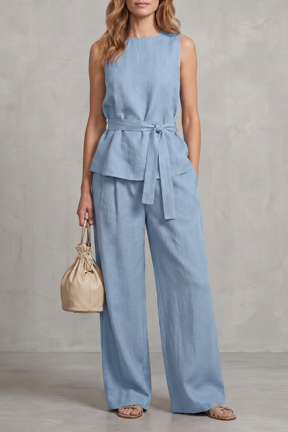 Alvera – Elegant tie-waist silhouette – Two-piece trouser set