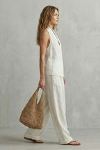 Relaxed V Neck Wide-Leg Top And Trouser Set