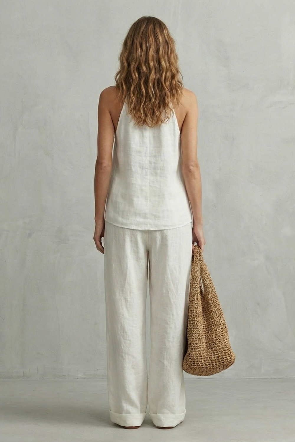 Relaxed V Neck Wide-Leg Top And Trouser Set