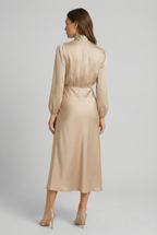 Satin Midi Dress High Waist Occasion