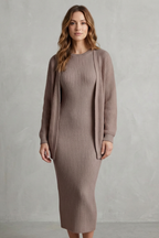 Knit Midi 2-Piece Slim-Fit Cardigan Ensemble