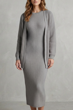 Knit Midi 2-Piece Slim-Fit Cardigan Ensemble