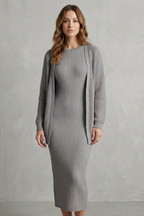 Knit Midi 2-Piece Slim-Fit Cardigan Ensemble