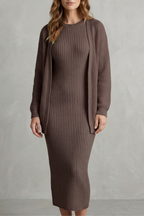 Knit Midi 2-Piece Slim-Fit Cardigan Ensemble