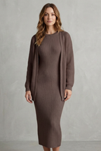 Knit Midi 2-Piece Slim-Fit Cardigan Ensemble
