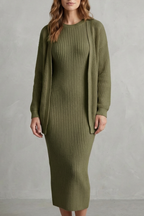 Knit Midi 2-Piece Slim-Fit Cardigan Ensemble