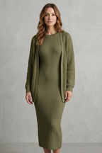 Knit Midi 2-Piece Slim-Fit Cardigan Ensemble