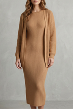 Knit Midi 2-Piece Slim-Fit Cardigan Ensemble