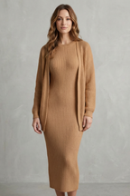 Knit Midi 2-Piece Slim-Fit Cardigan Ensemble