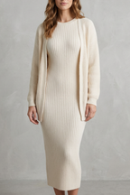 Knit Midi 2-Piece Slim-Fit Cardigan Ensemble